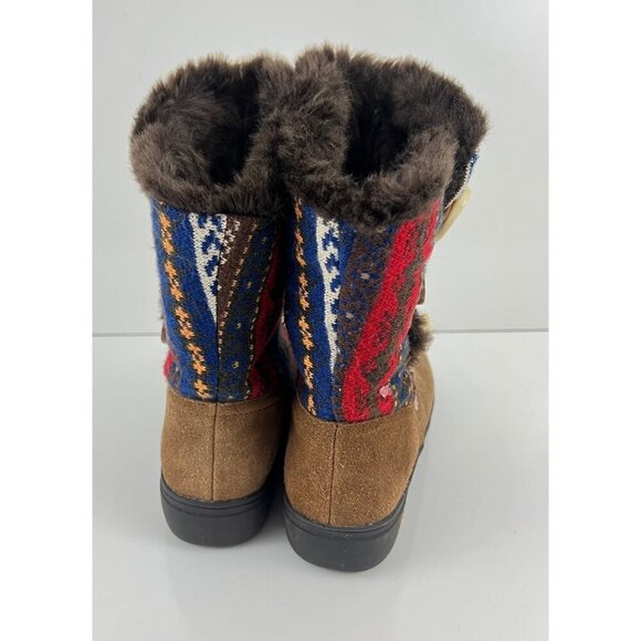 Alegria Nanook Cozy Choco Boots Brown Suede Leather Tribal Faux Fur 38 8 - Picture 3 of 10